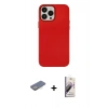MARSİLYAN™- iPhone 13 Pro Max Kılıf Çekirdek Çizgi - Siyah Bilvis 3D Mat Cam Ekran Koruyucu + Renkli Kamera Lens Koruma Cam - SI