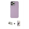 MARSİLYAN™- iPhone 13 Pro Max Kılıf Çekirdek Çizgi - Siyah Bilvis 3D Mat Cam Ekran Koruyucu + Rose Gold Rainbow Kamera Lens Koruma Cam