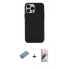 MARSİLYAN™- iPhone 13 Pro Max Kılıf Çekirdek Çizgi - Siyah Bilvis 3D Mat Cam Ekran Koruyucu + Shine Kamera Lens Koruma Cam - PE