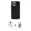 MARSİLYAN™- iPhone 13 Pro Max Kılıf Çekirdek Çizgi - Siyah Bilvis 3D Mat Cam Ekran Koruyucu + Shine Kamera Lens - GD
