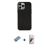 MARSİLYAN™- iPhone 13 Pro Max Kılıf Çekirdek Çizgi - Siyah Bilvis 3D Mat Cam Ekran Koruyucu + Shine Kamera Lens Koruma Cam - GI