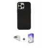 MARSİLYAN™- iPhone 13 Pro Max Kılıf Çekirdek Çizgi - Siyah Bilvis 5in1 3D Magic Cam Ekran Koruyucu + Gold Pers Alüminyum Kamera Lens