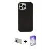 MARSİLYAN™- iPhone 13 Pro Max Kılıf Çekirdek Çizgi - Siyah Bilvis 5in1 3D Magic Cam Ekran Koruyucu + Rainbow Kamera Lens Koruma Cam - BZ