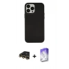 MARSİLYAN™- iPhone 13 Pro Max Kılıf Çekirdek Çizgi - Siyah Bilvis 5in1 3D Magic Cam Ekran Koruyucu + Raze Metal Kamera Lens - GD
