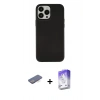 MARSİLYAN™- iPhone 13 Pro Max Kılıf Çekirdek Çizgi - Siyah Bilvis 5in1 3D Magic Cam Ekran Koruyucu + Renkli Kamera Lens Koruma Cam - MI