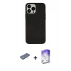 MARSİLYAN™- iPhone 13 Pro Max Kılıf Çekirdek Çizgi - Siyah Bilvis 5in1 3D Magic Cam Ekran Koruyucu + Renkli Kamera Lens Koruma Cam - YL