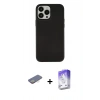 MARSİLYAN™- iPhone 13 Pro Max Kılıf Çekirdek Çizgi - Siyah Bilvis 5in1 3D Magic Cam Ekran Koruyucu + Renkli Kamera Lens Koruma Cam - SI