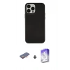 MARSİLYAN™- iPhone 13 Pro Max Kılıf Çekirdek Çizgi - Siyah Bilvis 5in1 3D Magic Cam Ekran Koruyucu + Renkli Kamera Lens Koruma Cam - TU