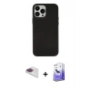 MARSİLYAN™- iPhone 13 Pro Max Kılıf Çekirdek Çizgi - Siyah Bilvis 5in1 5D Magic Hayalet Cam Ekran Koruyucu + Pers Alüminyum Kamera Lens - GI