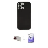 MARSİLYAN™- iPhone 13 Pro Max Kılıf Çekirdek Çizgi - Siyah Bilvis 5in1 5D Magic Hayalet Cam Ekran Koruyucu + Rainbow Kamera Lens Koruma Cam - KI