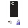 MARSİLYAN™- iPhone 13 Pro Max Kılıf Çekirdek Çizgi - Siyah Bilvis 5in1 5D Magic Hayalet Cam Ekran Koruyucu + Gold Pers Alüminyum Kamera Lens