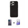 MARSİLYAN™- iPhone 13 Pro Max Kılıf Çekirdek Çizgi - Siyah Bilvis 5in1 5D Magic Hayalet Cam Ekran Koruyucu + Neon Fosforlu Kamera Lens - MI
