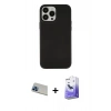 MARSİLYAN™- iPhone 13 Pro Max Kılıf Çekirdek Çizgi - Siyah Bilvis 5in1 5D Magic Hayalet Cam Ekran Koruyucu + Rainbow Kamera Lens Koruma Cam - MI