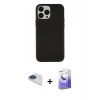 MARSİLYAN™- iPhone 13 Pro Max Kılıf Çekirdek Çizgi - Siyah Bilvis 5in1 5D Magic Hayalet Cam Ekran Koruyucu + Pers Alüminyum Kamera Lens - LT