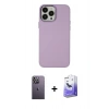 MARSİLYAN™- iPhone 13 Pro Max Kılıf Çekirdek Çizgi - Siyah Bilvis 5in1 5D Magic Hayalet Cam Ekran Koruyucu + Neon Fosforlu Kamera Lens - BZ