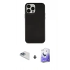 MARSİLYAN™- iPhone 13 Pro Max Kılıf Çekirdek Çizgi - Siyah Bilvis 5in1 5D Magic Hayalet Cam Ekran Koruyucu + Pers Alüminyum Kamera Lens - SABE