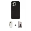MARSİLYAN™- iPhone 13 Pro Max Kılıf Çekirdek Çizgi - Siyah Bilvis Hayalet Cam Ekran Koruyucu + Shine Kamera Lens - GD