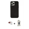 MARSİLYAN™- iPhone 13 Pro Max Kılıf Çekirdek Çizgi - Siyah Bilvis Hayalet Cam Ekran Koruyucu + Pers Alüminyum Kamera Lens - KI