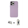 MARSİLYAN™- iPhone 13 Pro Max Kılıf Çekirdek Çizgi - Siyah Bilvis Hayalet Cam Ekran Koruyucu + Mor Rainbow Kamera Lens Koruma Cam