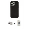 MARSİLYAN™- iPhone 13 Pro Max Kılıf Çekirdek Çizgi - Siyah Bilvis Hayalet Cam Ekran Koruyucu + Mor Rainbow Kamera Lens Koruma Cam