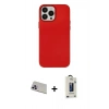 MARSİLYAN™- iPhone 13 Pro Max Kılıf Çekirdek Çizgi - Siyah Bilvis Hayalet Cam Ekran Koruyucu + Mor Rainbow Kamera Lens Koruma Cam