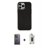 MARSİLYAN™- iPhone 13 Pro Max Kılıf Çekirdek Çizgi - Siyah Bilvis Hayalet Cam Ekran Koruyucu + Neon Fosforlu Kamera Lens - YL
