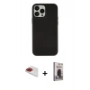 MARSİLYAN™- iPhone 13 Pro Max Kılıf Çekirdek Çizgi - Siyah Bilvis Hayalet Cam Ekran Koruyucu + Pers Alüminyum Kamera Lens - KI