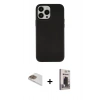 MARSİLYAN™- iPhone 13 Pro Max Kılıf Çekirdek Çizgi - Siyah Bilvis Hayalet Cam Ekran Koruyucu + Pers Alüminyum Kamera Lens - GD