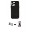 MARSİLYAN™- iPhone 13 Pro Max Kılıf Çekirdek Çizgi - Siyah Bilvis Hayalet Cam Ekran Koruyucu + Rainbow Kamera Lens Koruma Cam - MI