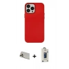 MARSİLYAN™- iPhone 13 Pro Max Kılıf Çekirdek Çizgi - Siyah Bilvis Hayalet Cam Ekran Koruyucu + Rose Gold Rainbow Kamera Lens Koruma Cam