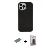 MARSİLYAN™- iPhone 13 Pro Max Kılıf Çekirdek Çizgi - Siyah Bilvis Hayalet Cam Ekran Koruyucu + Renkli Kamera Lens Koruma Cam - TU