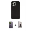 MARSİLYAN™- iPhone 13 Pro Max Kılıf Çekirdek Çizgi - Siyah Bilvis Hayalet Cam Ekran Koruyucu + Yeşil Neon Fosforlu Kamera Lens