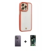 MARSİLYAN™- iPhone 13 Pro Max Kılıf Çekirdek Klasik Serisi - Şeffaf 360 Full Body Arka Koruyucu + Beyaz Neon Fosforlu Kamera Lens