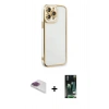 MARSİLYAN™- iPhone 13 Pro Max Kılıf Çekirdek Klasik Serisi - Şeffaf 360 Full Body Arka Koruyucu + Pers Alüminyum Kamera Lens - GI
