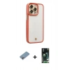 MARSİLYAN™- iPhone 13 Pro Max Kılıf Çekirdek Klasik Serisi - Şeffaf 360 Full Body Arka Koruyucu + Shine Kamera Lens Koruma Cam - GI