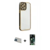 MARSİLYAN™- iPhone 13 Pro Max Kılıf Çekirdek Klasik Serisi - Şeffaf 360 Full Body Arka Koruyucu + Rainbow Kamera Lens Koruma Cam - MI