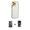 MARSİLYAN™- iPhone 13 Pro Max Kılıf Çekirdek Klasik Serisi - Şeffaf 360 Full Body Arka Koruyucu + Neon Fosforlu Kamera Lens - BZ