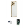 MARSİLYAN™- iPhone 13 Pro Max Kılıf Çekirdek Klasik Serisi - Şeffaf 360 Full Body Arka Koruyucu + Pers Alüminyum Kamera Lens - LT