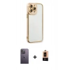 MARSİLYAN™- iPhone 13 Pro Max Kılıf Çekirdek Klasik Serisi - Şeffaf Maxco Cam Ekran Koruyucu + Neon Fosforlu Kamera Lens - BZ