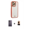 MARSİLYAN™- iPhone 13 Pro Max Kılıf Çekirdek Klasik Serisi - Şeffaf Maxco Cam Ekran Koruyucu + Neon Fosforlu Kamera Lens - BZ