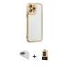 MARSİLYAN™- iPhone 13 Pro Max Kılıf Çekirdek Klasik Serisi - Şeffaf Maxco Cam Ekran Koruyucu + Pers Alüminyum Kamera Lens - GI