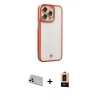 MARSİLYAN™- iPhone 13 Pro Max Kılıf Çekirdek Klasik Serisi - Şeffaf Maxco Cam Ekran Koruyucu + Rainbow Kamera Lens Koruma Cam - BZ