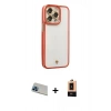 MARSİLYAN™- iPhone 13 Pro Max Kılıf Çekirdek Klasik Serisi - Şeffaf Maxco Cam Ekran Koruyucu + Rainbow Kamera Lens Koruma Cam - MI