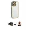 MARSİLYAN™- iPhone 13 Pro Max Kılıf Çekirdek Klasik Serisi - Şeffaf Maxco Cam Ekran Koruyucu + Raze Metal Kamera Lens - GD