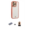 MARSİLYAN™- iPhone 13 Pro Max Kılıf Çekirdek Klasik Serisi - Şeffaf Maxco Cam Ekran Koruyucu + Renkli Kamera Lens Koruma Cam - MI