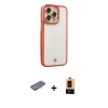 MARSİLYAN™- iPhone 13 Pro Max Kılıf Çekirdek Klasik Serisi - Şeffaf Maxco Cam Ekran Koruyucu + Renkli Kamera Lens Koruma Cam - PE
