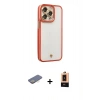 MARSİLYAN™- iPhone 13 Pro Max Kılıf Çekirdek Klasik Serisi - Şeffaf Maxco Cam Ekran Koruyucu + Renkli Kamera Lens Koruma Cam - SI