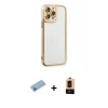 MARSİLYAN™- iPhone 13 Pro Max Kılıf Çekirdek Klasik Serisi - Şeffaf Maxco Cam Ekran Koruyucu + Shine Kamera Lens Koruma Cam - MI