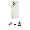 MARSİLYAN™- iPhone 13 Pro Max Kılıf Çekirdek Klasik Serisi - Şeffaf Maxco Cam Ekran Koruyucu + Shine Kamera Lens Koruma Cam - GI