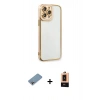 MARSİLYAN™- iPhone 13 Pro Max Kılıf Çekirdek Klasik Serisi - Şeffaf Maxco Cam Ekran Koruyucu + Shine Kamera Lens Koruma Cam - GI
